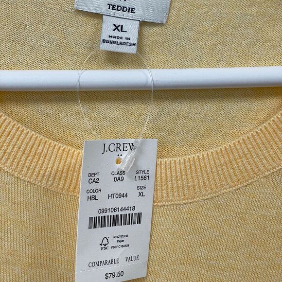 J. Crew Factory Cotton Teddie Sweater in Heather Bright Lemon, XL - NWT - Picture 4 of 5